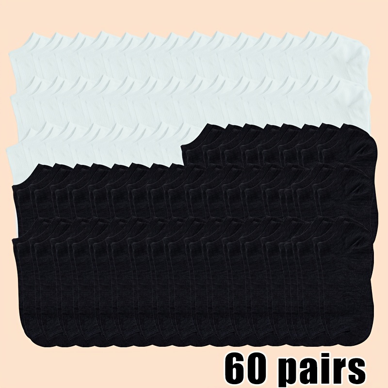 

30 Pairs/60 Pairs Of Solid Color Boat Socks, Comfortable Breathable Socks, Socks, All- Women's Stockings And Stockings