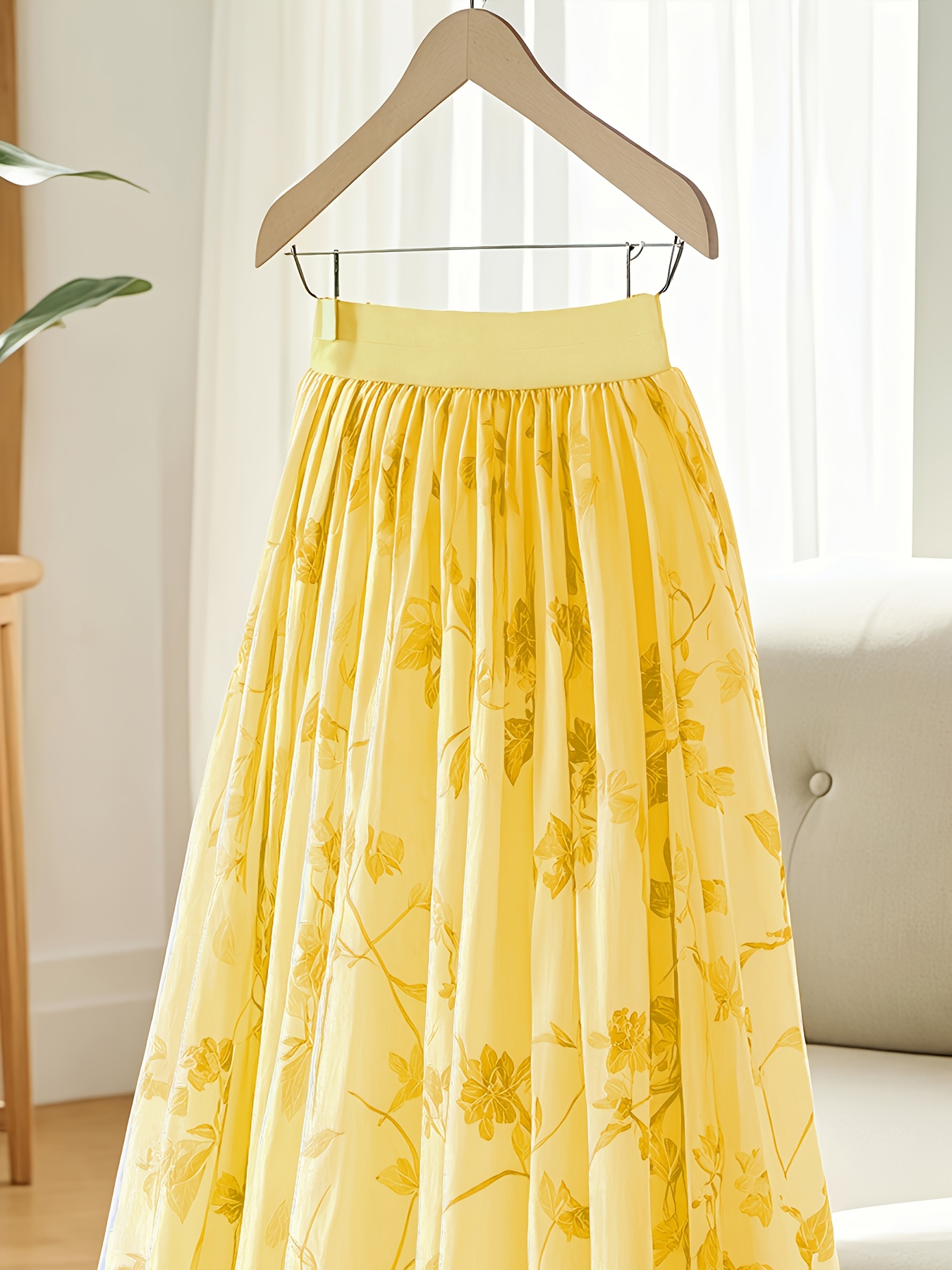 womens flared skirt mint green floral print machine washable - Temu  Mauritius