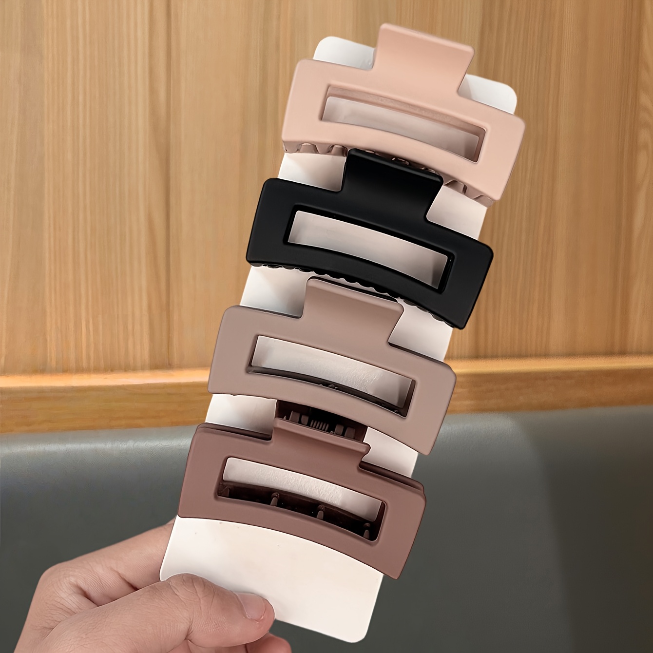 TEMU Set de 4 pinzas minimalistas cuadradas de 8.5 cm para el cabello, pinza de garra para la parte posterior de la cabeza, pinza de tiburón de para