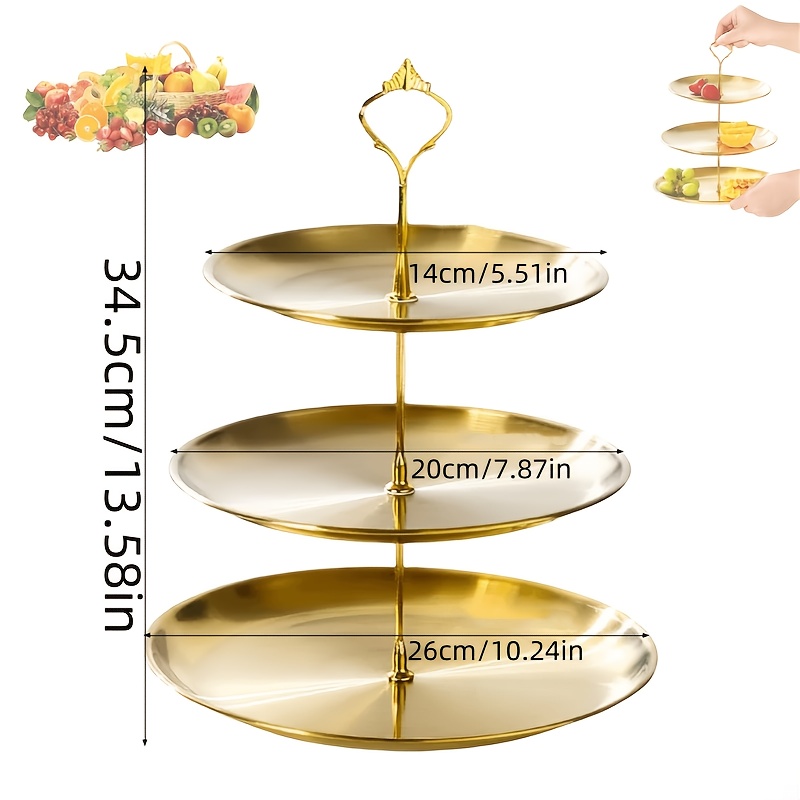 2pcs Stainless Steel Three-Layer Cake Rack for Elegant Dessert Display