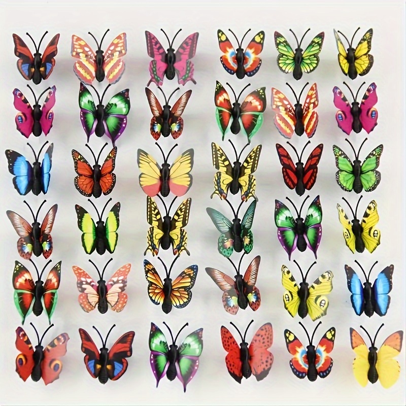 

40pcs Vibrant Butterflies - Plastic Decor For Hats, Slippers & Diy Crafts, Room Wall Art