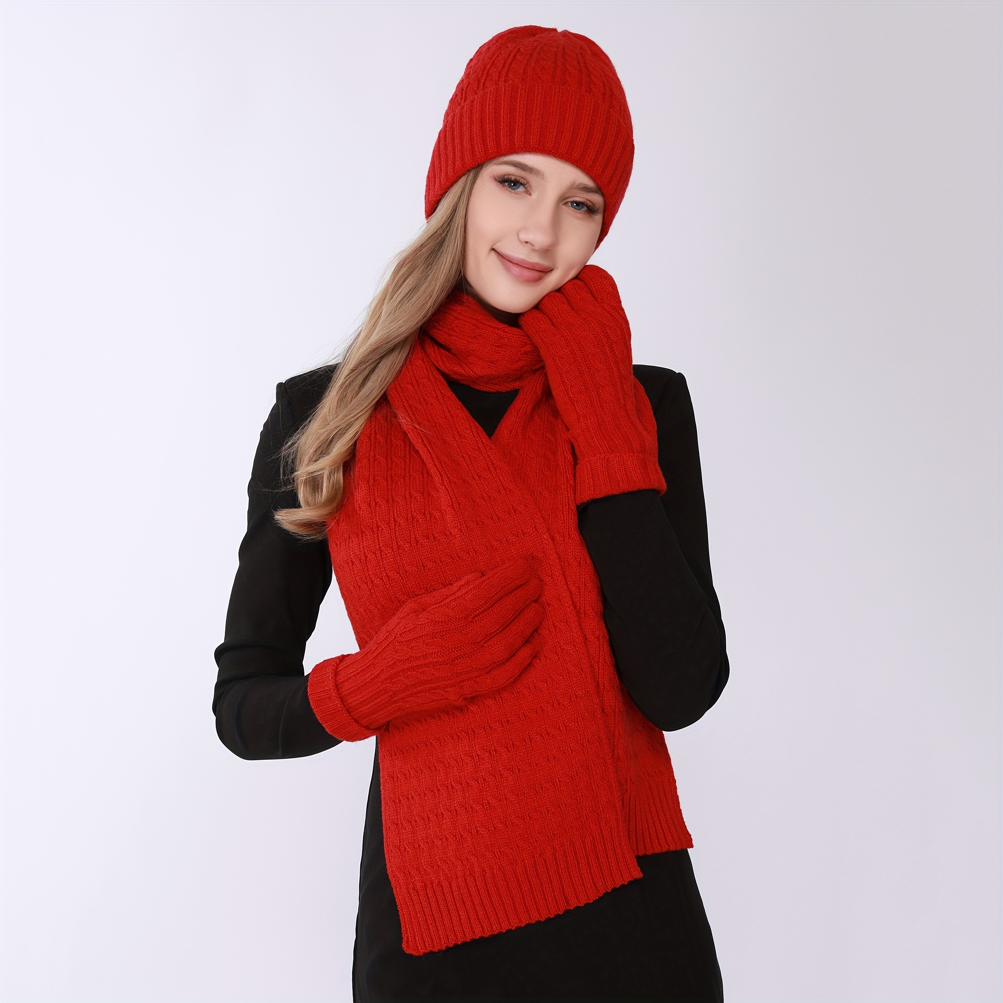 Winter 5-in-1 Set: Knitted Beanie Hat, Scarf, Touchscreen Gloves & 2 Pairs Socks For Women & Men - View #10