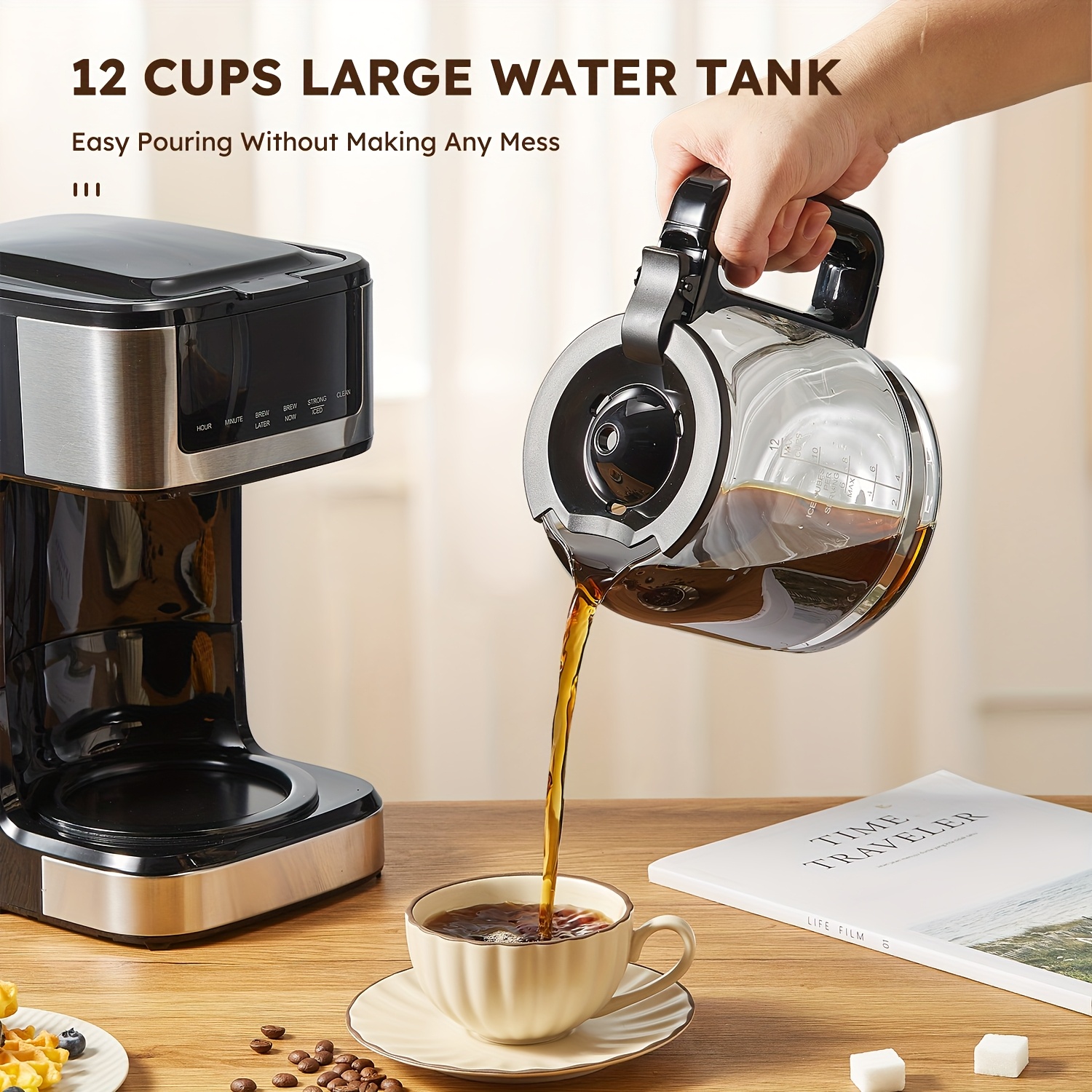 programmable drip coffee maker 12 cup coffee machine iced - Temu