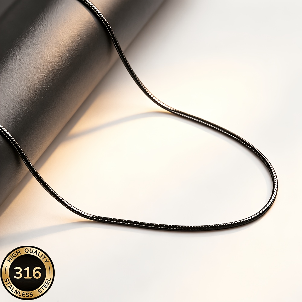 Women's Minimalist Black Snake Bone Chain Necklace, High-End Design