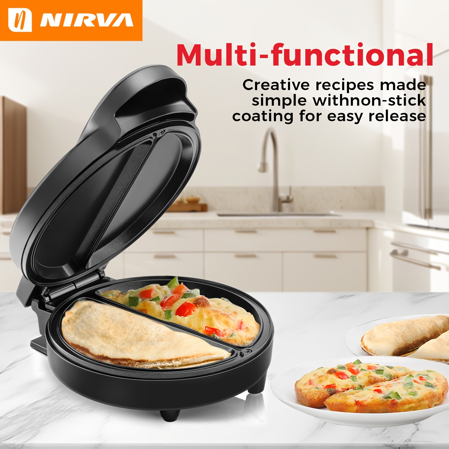 Electric Maker Machine, 1000w Power Design, Cooking Plates, Double-sided Heating, Needed, Easy Clean Compact Breakfast Grill For , Tortillas, Egg Dishes Home Kitchen Use