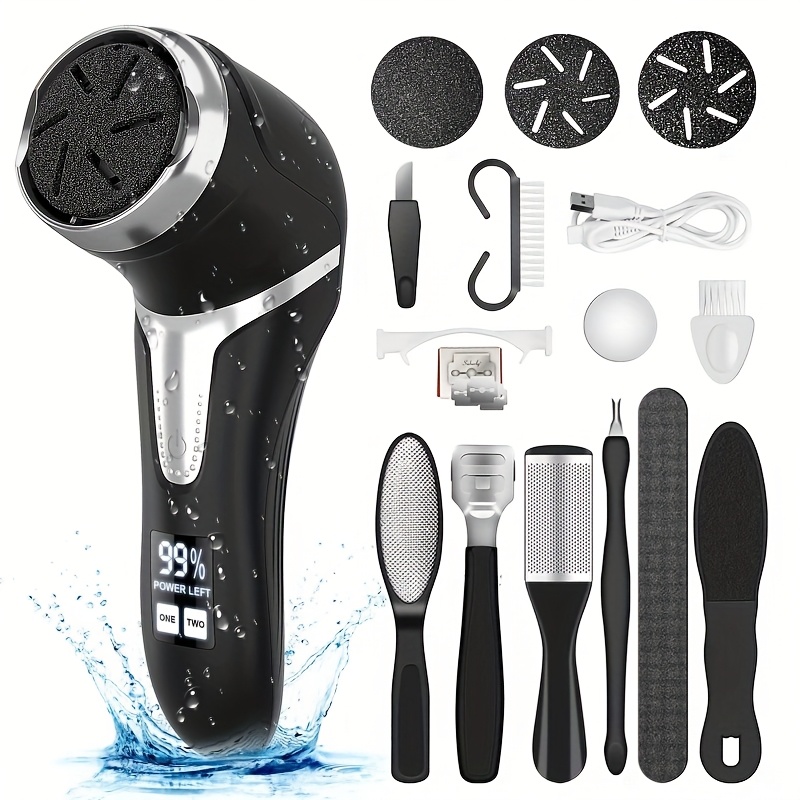 TEMU Electric , Foot Remover, Full Body Wash, Ipx7 Waterproof, Multi-speed, Lcd Digital Display, Comes With 10pcs Pedicure Set