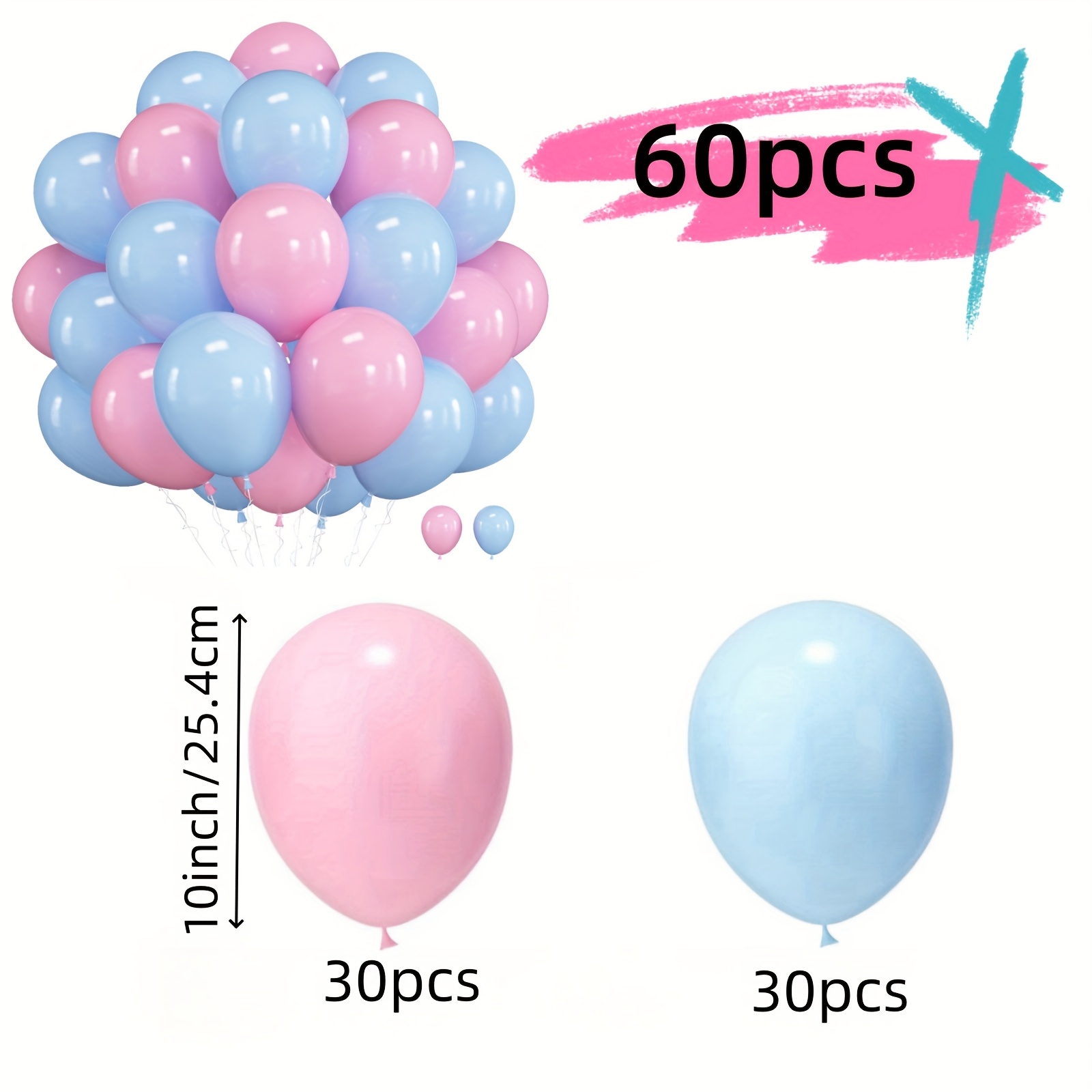 Image of 60, Pink And Balloons, Gender Revealing Parties, Birthday Parties, Showers, Girls' Baptisms, Party Decorations, Weddings, Anniversaries, Bridal Showers, Graduation Decorations, Photo Props