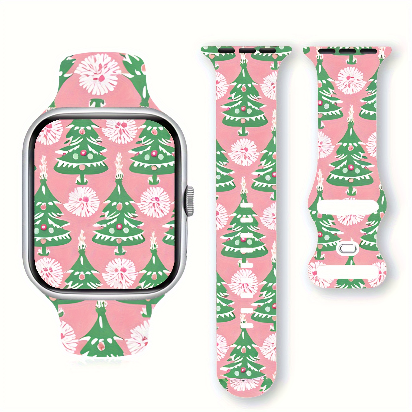 

Funky Christmas Tree Silicone Watch Band Compatible With Apple Watch /2/3/4/5/6/7/se, Soft Comfortable Strap With Butterfly Clasp - 1-pack