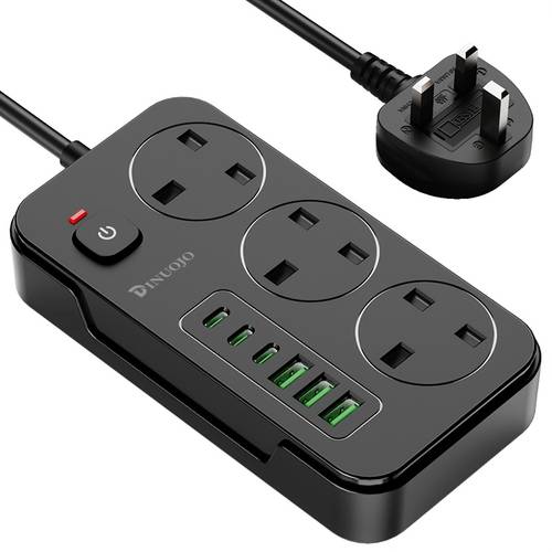 1pc 9 in 1 power board 2m board 3 ac sockets 3 usb 3 type c ports suitable for home and computers