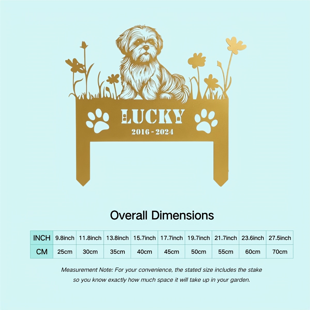Personalized Dog Memorial Garden Stake Metal Outdoor Headstone Plaque