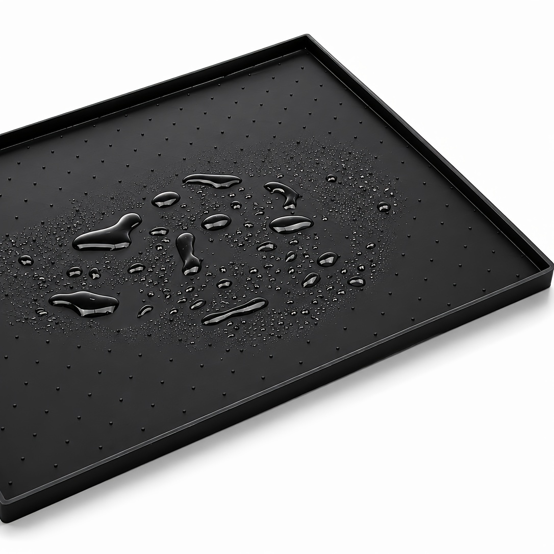 TEMU Feeding Mat For , Dog Food Mat With Raised Edge, Non-slip Paw Print Design Bowl Mat, Easy Protector For Messy