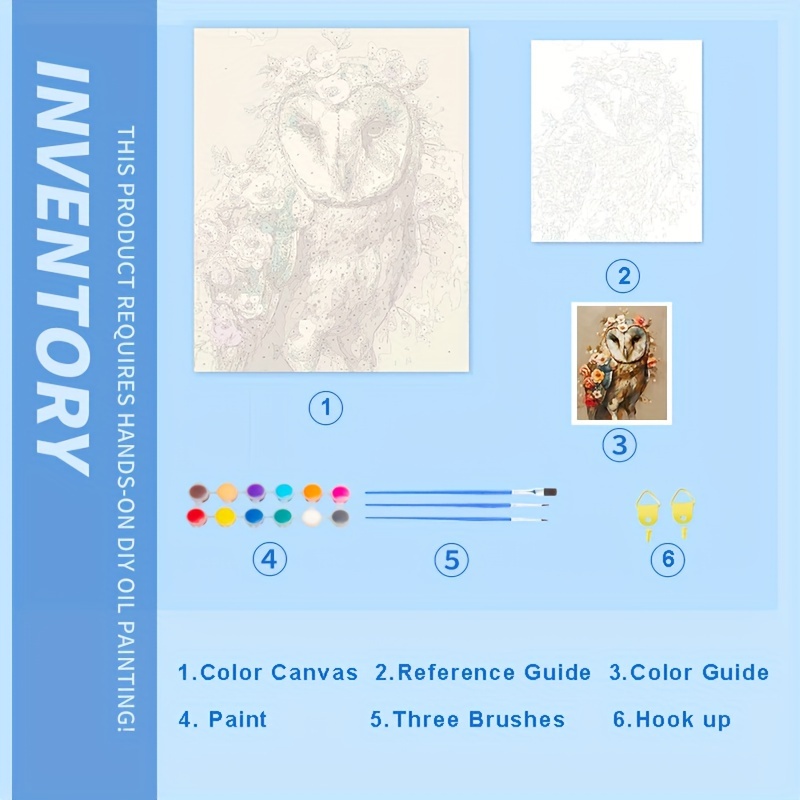 Diy Paint By Numbers Kit For Adults - Beautiful Owl Canvas Painting 