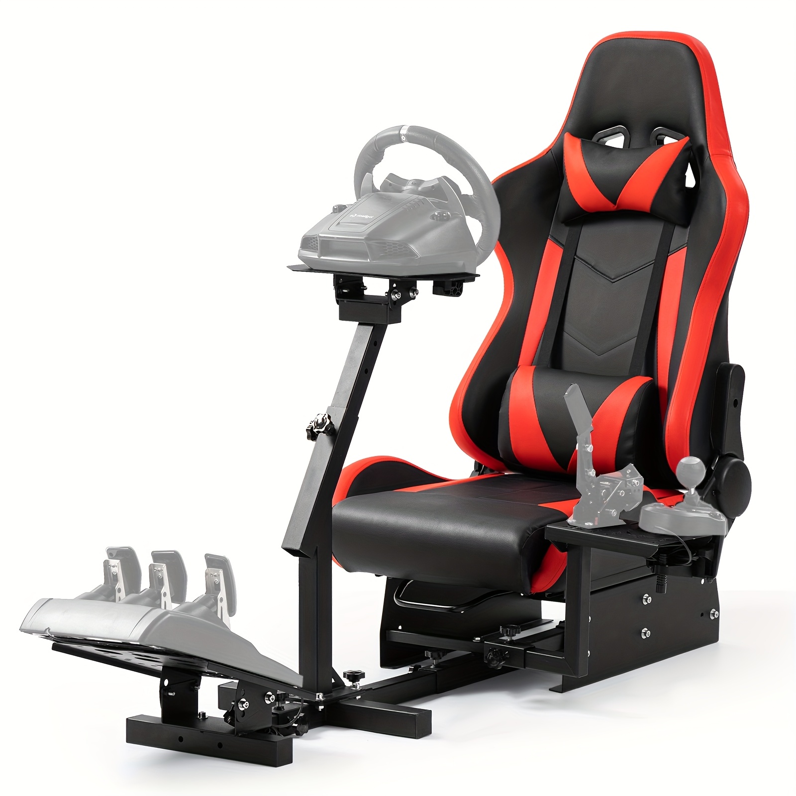 Image of Minneer Racing Cockpit Stable Upgrade Wheel Stand With Red Seat, Adjustable For G29 / T80 , Excluding Wheel, Pedals, And Shifter