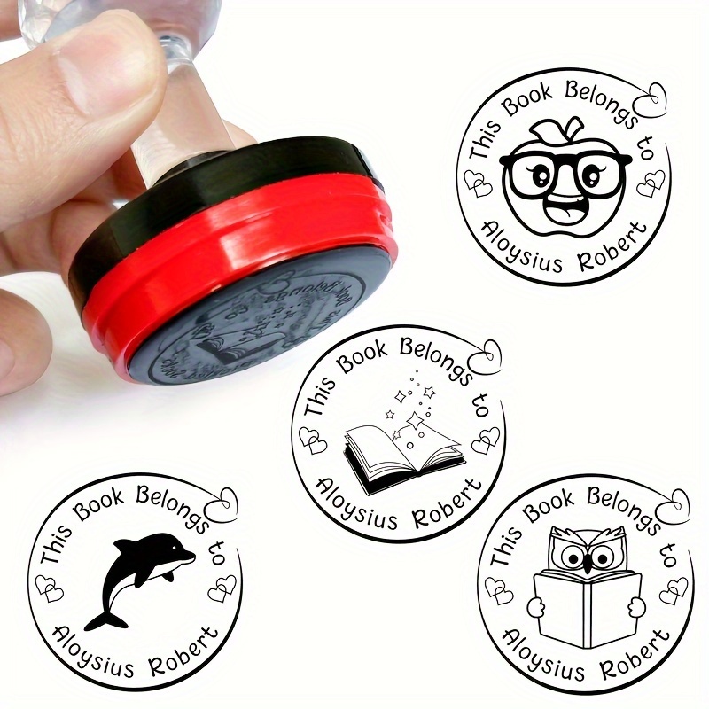 

1set, Customize A Stamp Set For Your Book Collection, Use Our Self-inking Stamps To Leave A Memorable Impression, Featuring Your Name. The Set Includes 1 Stamp And A Bottle Of Ink.