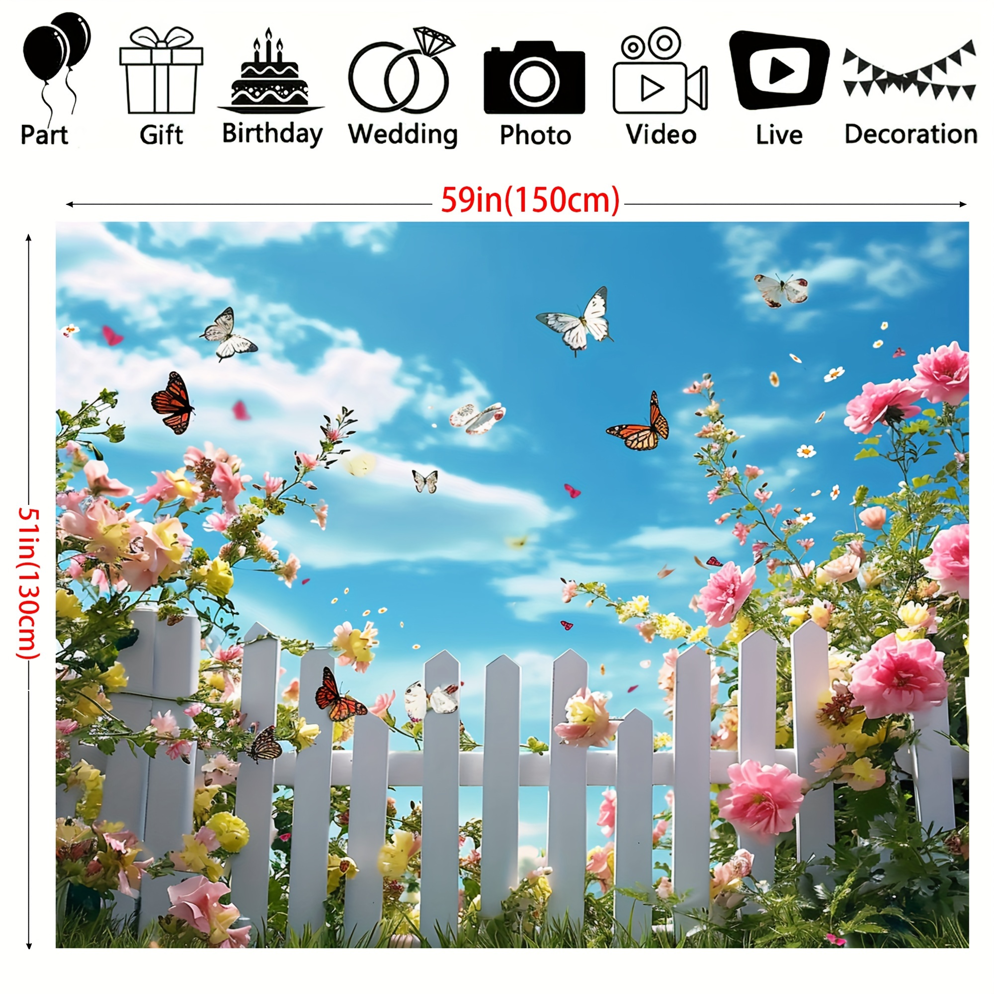 Spring Easter Photography Backdrop Garden Fence Flower Bunny - Temu ...