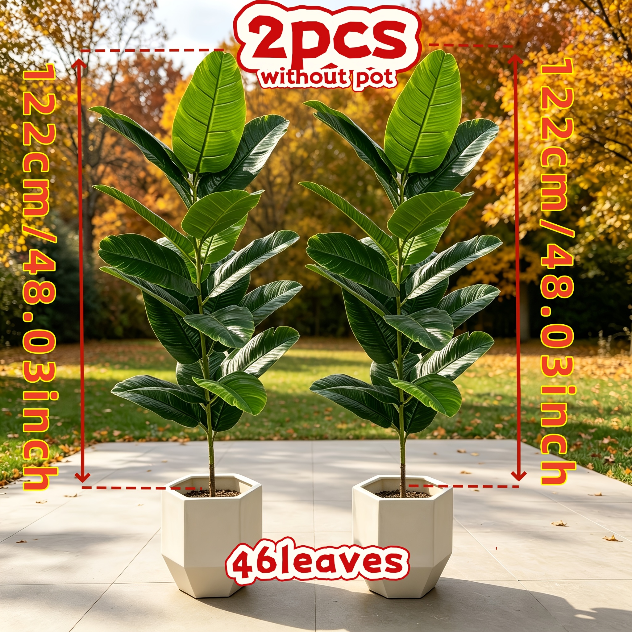 TEMU 2pcs 48.03 Inch Xl Beautiful Lifelike Outdoor Artificial Palm Tree - Fake Green Plant For Villa, Courtyard, Pool Area, Hotel, Office, Sunroom