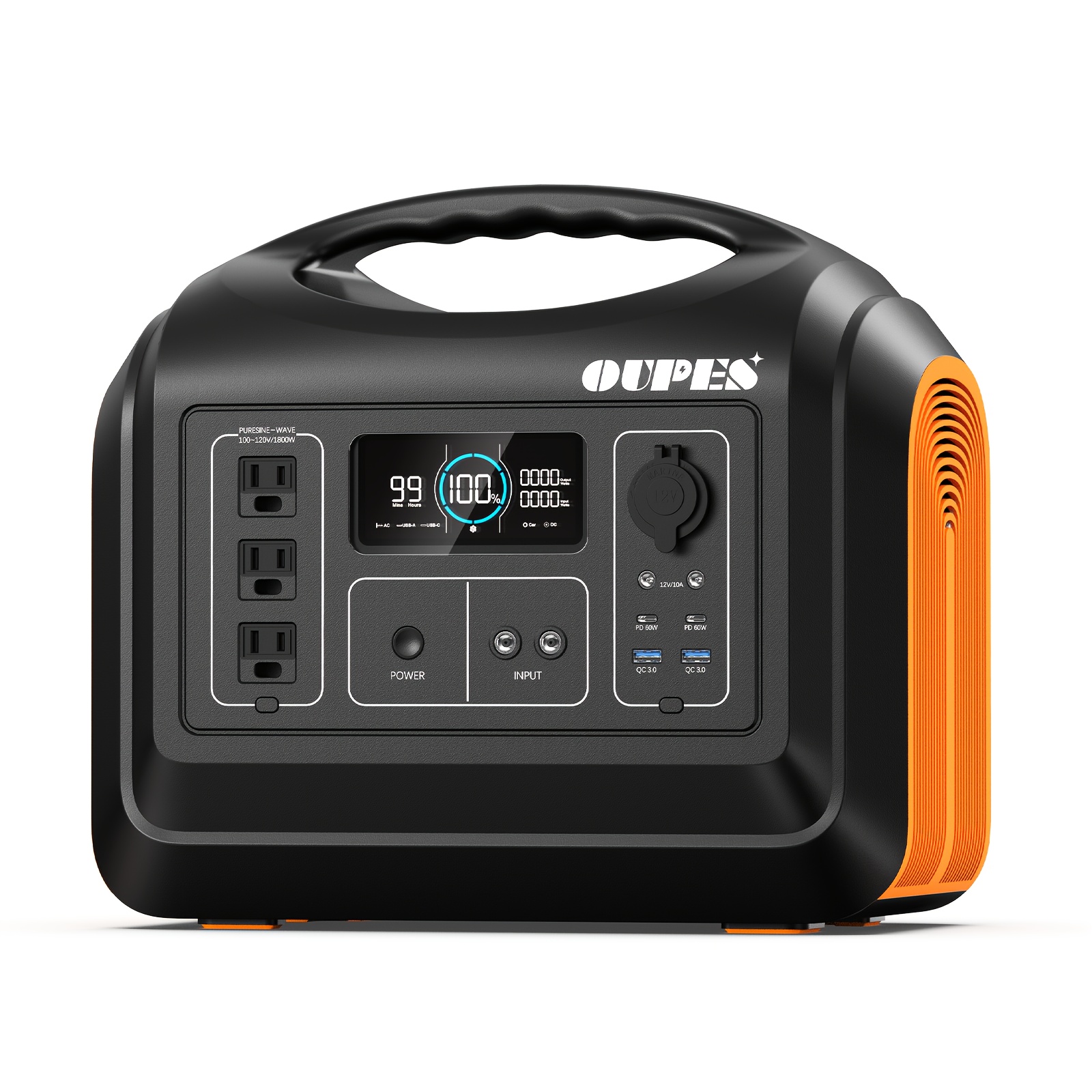 

Oupes 1800w/1488wh Portable Power Station Solar Generator Lifepo4 Battery, Pure Sine Wave Ac Outlet, Solar Generator For Outdoors Camping Travelling And Emergencies Outdoor Generator