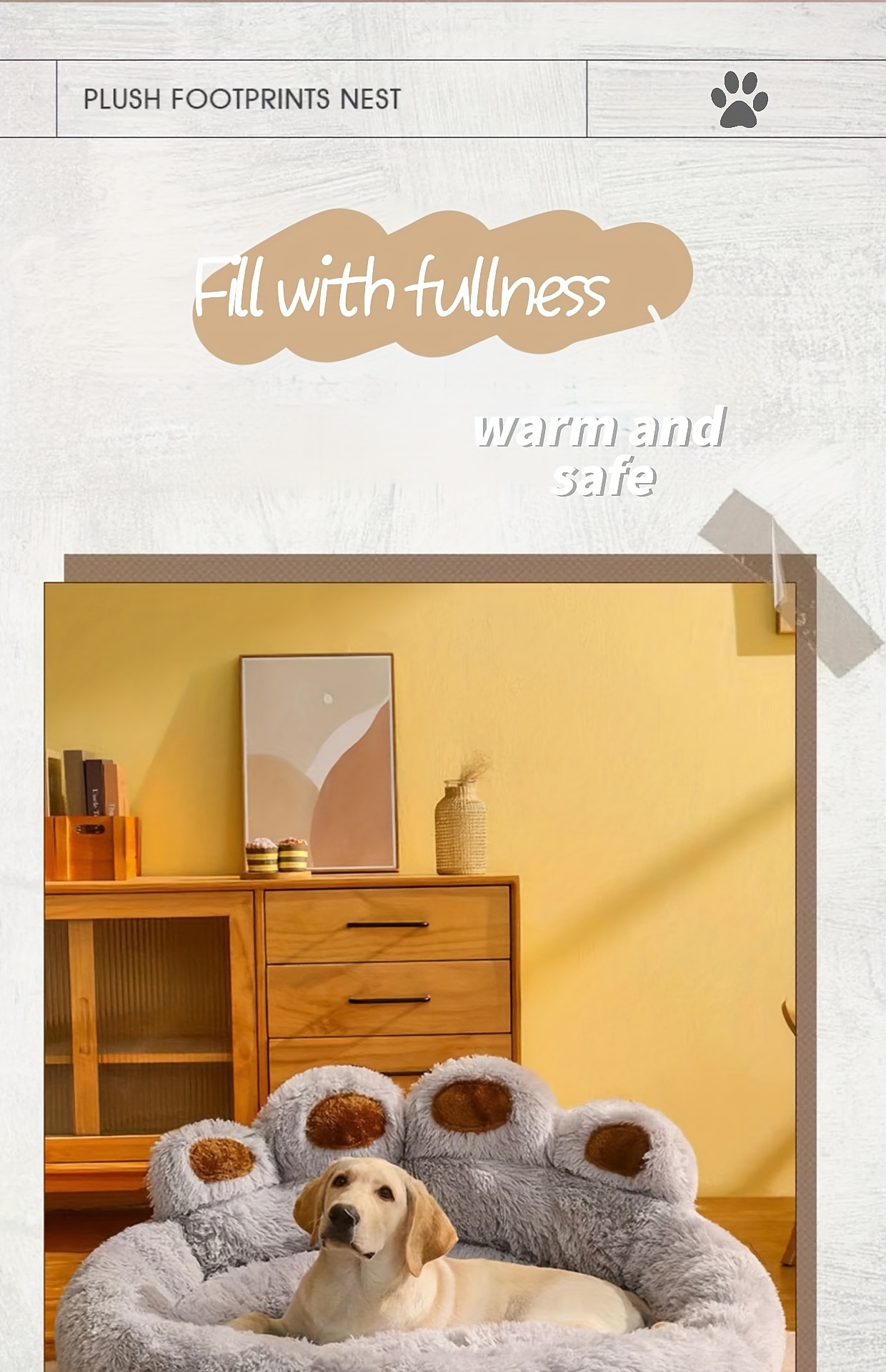   paw shaped pet bed dog nest long plush soft dog sleeping bed cushion sofa Product details 3