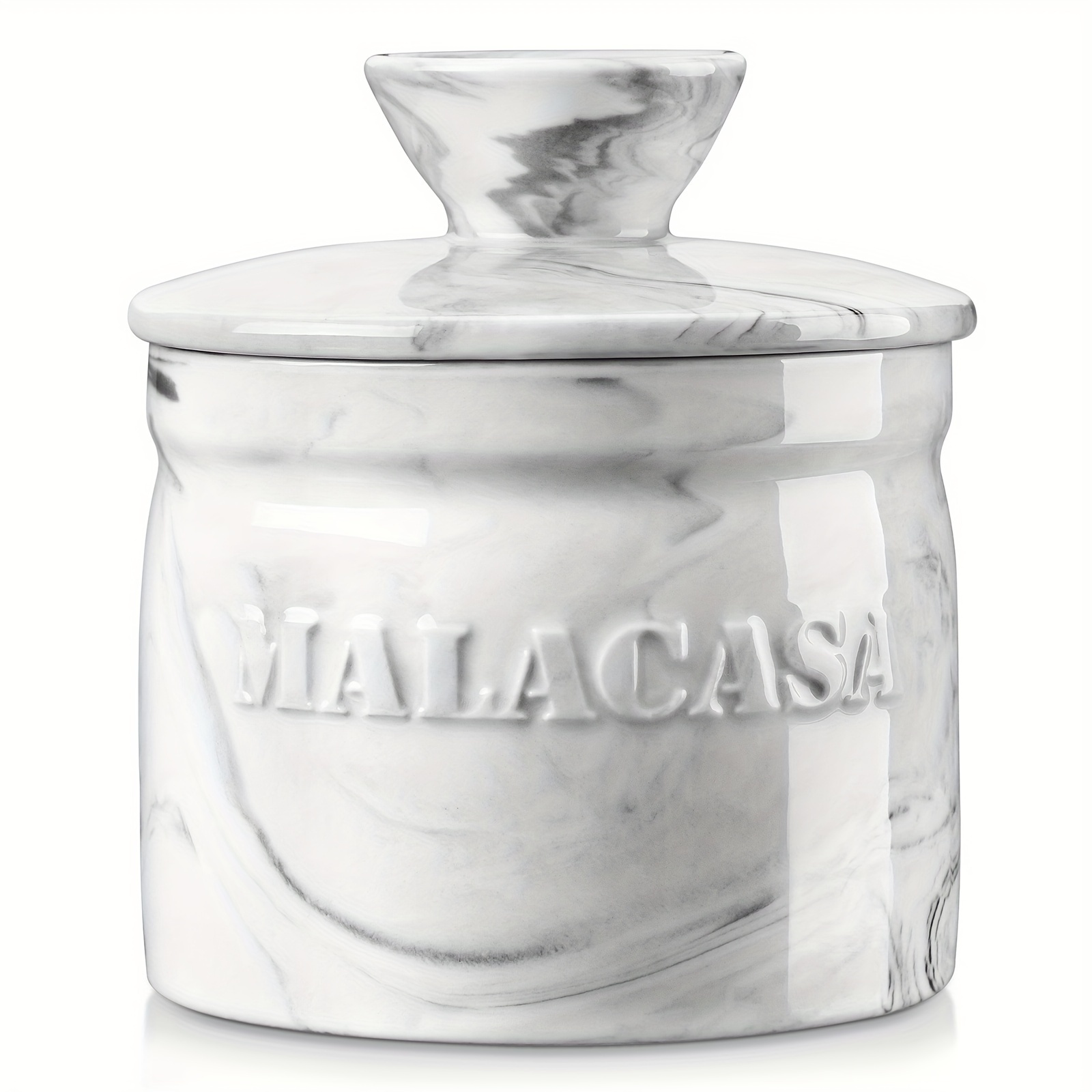1pc French Butter Dish Porcelain With Lid Marble Grey 180ml Butter Keeper Butterjar