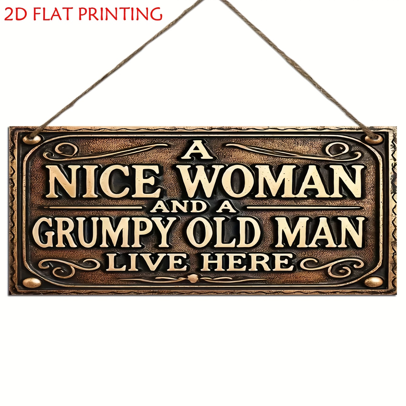 TEMU 2d Flat, 2d Flat - A Decorative Wooden Sign With A Vintage Design, Humorously Reading: "here Lives A And A Old For Man." Perfect For Enhancing