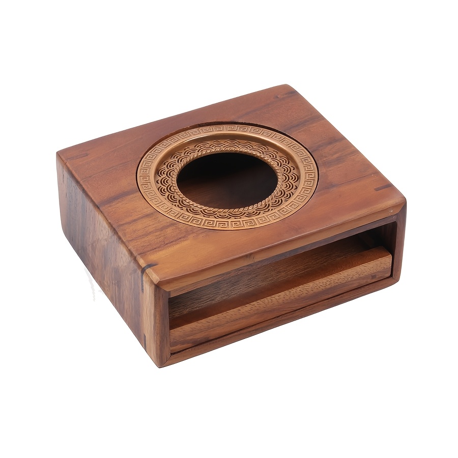TEMU A Walnut Wood Tea Warmer Heating Tea Appliance Base Candle Boiled Tea Stove Insurance Hotel Baking