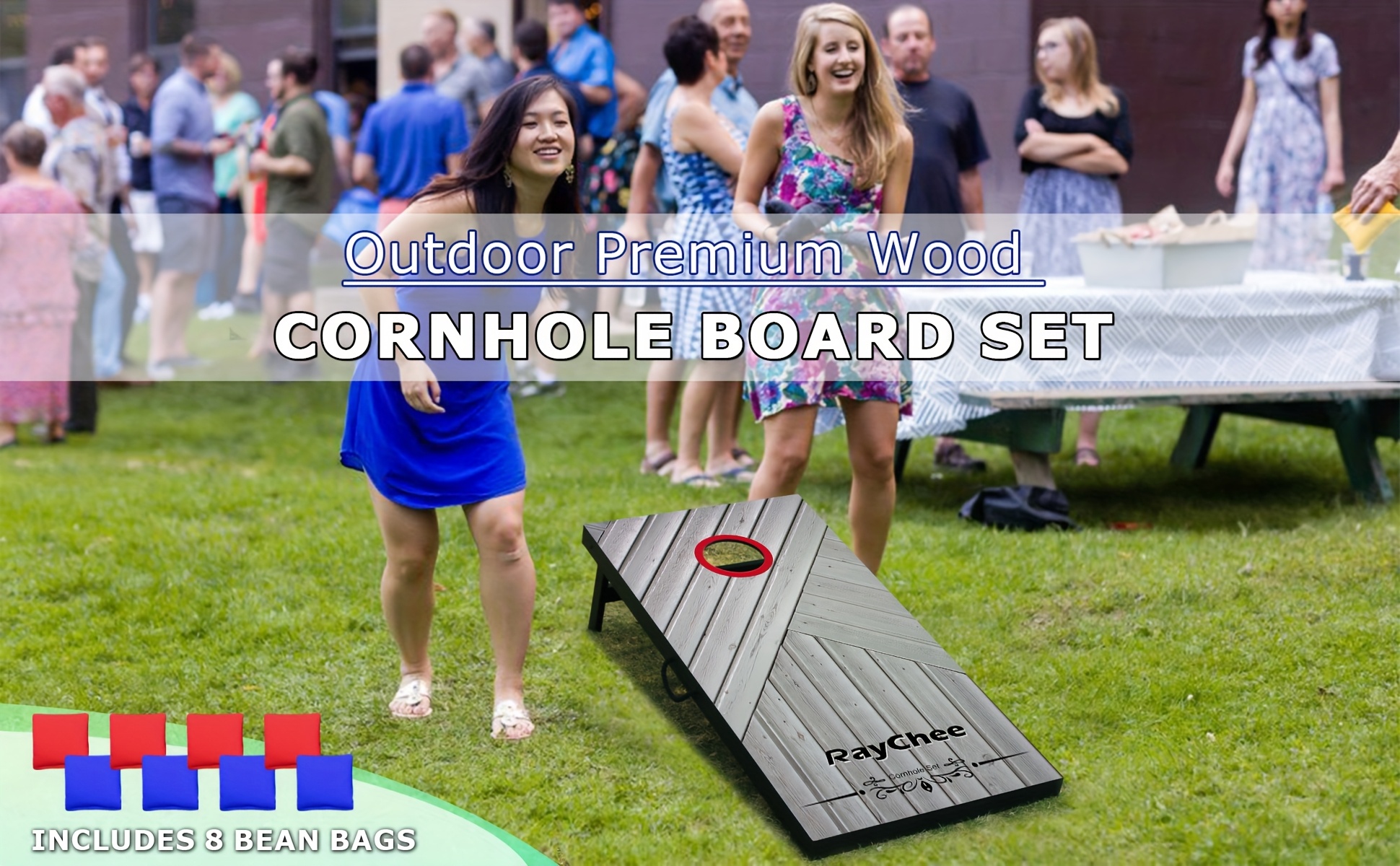 MDF Cornhole Board Set, Outdoor Cornhole Game Board, Regulation Size Corn Hole Bean Bag Toss For Adults, Lawn, Beach, Outside Activities Cornhole Boards With 8 Bean Bags, Without Battery
