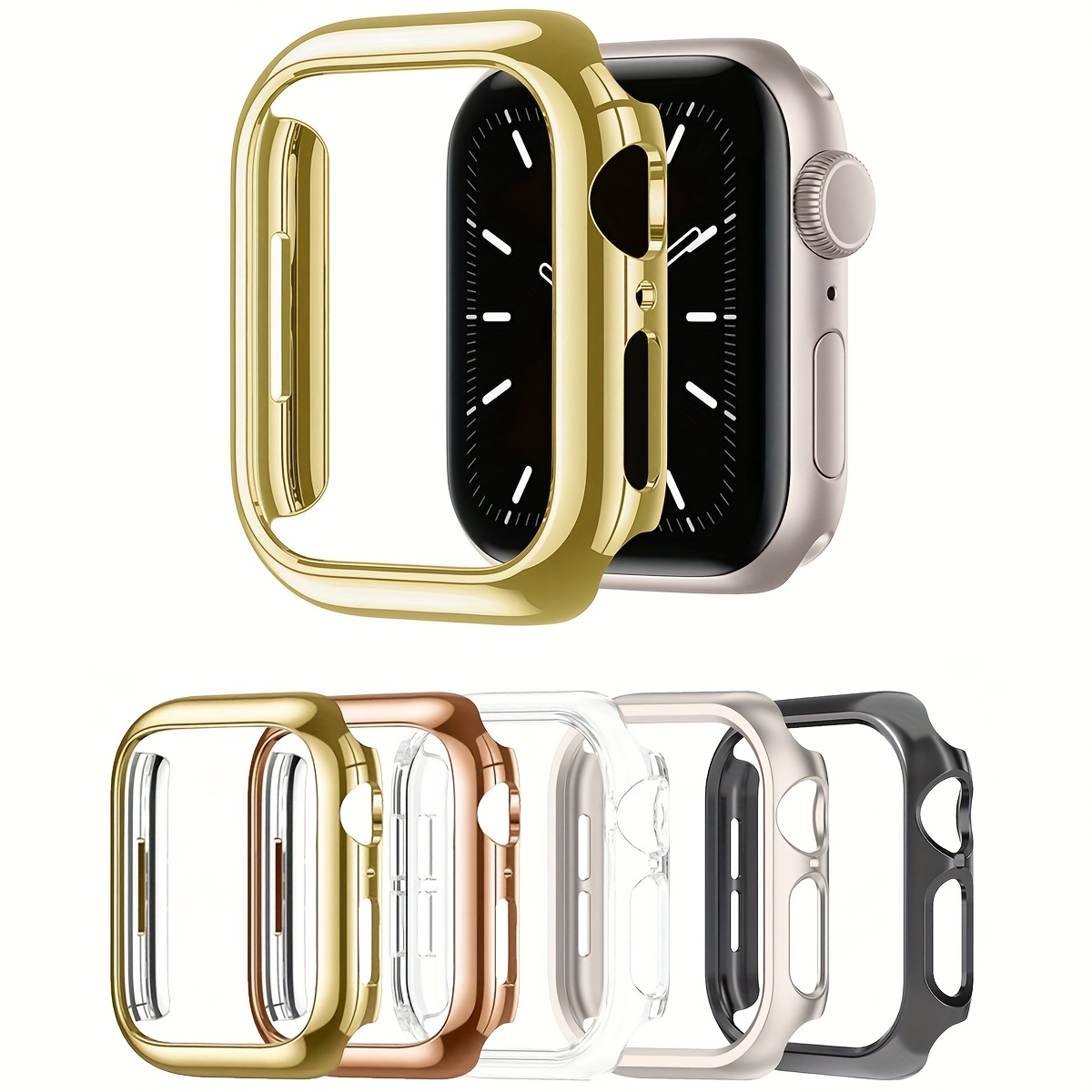 TEMU Lot de 5 étuis de électroplaqués en PC, confortables, ajourés, -chute, décontractés et , pour homme et femme, pour Apple Watch