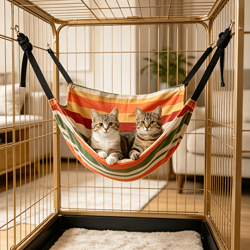 TEMU 1 Diy Cat Hammock, Durable Pet Cat Mat, Cat Cage Hammock, Hanging Hammock For Cats, Pet Hammock, Adjustable, Soft Sleeping Hammock For Cats, ,