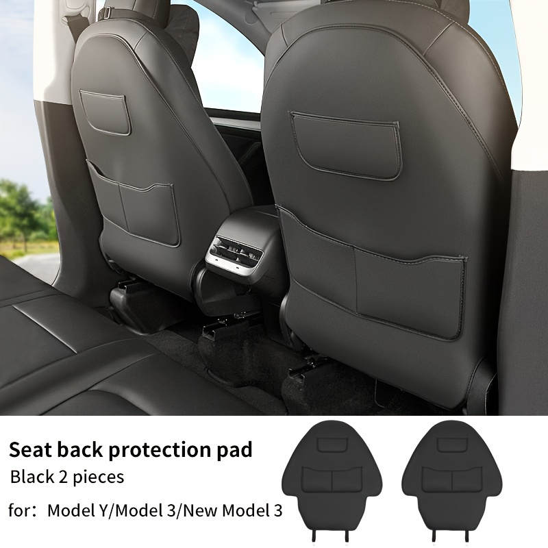 TEMU For Model 3/y Front Seat Anti-kick Mats, Back Of Seat Protective Pads, Protection Mats, Dust And Dirt Resistant, 2pcs, Interior Modification