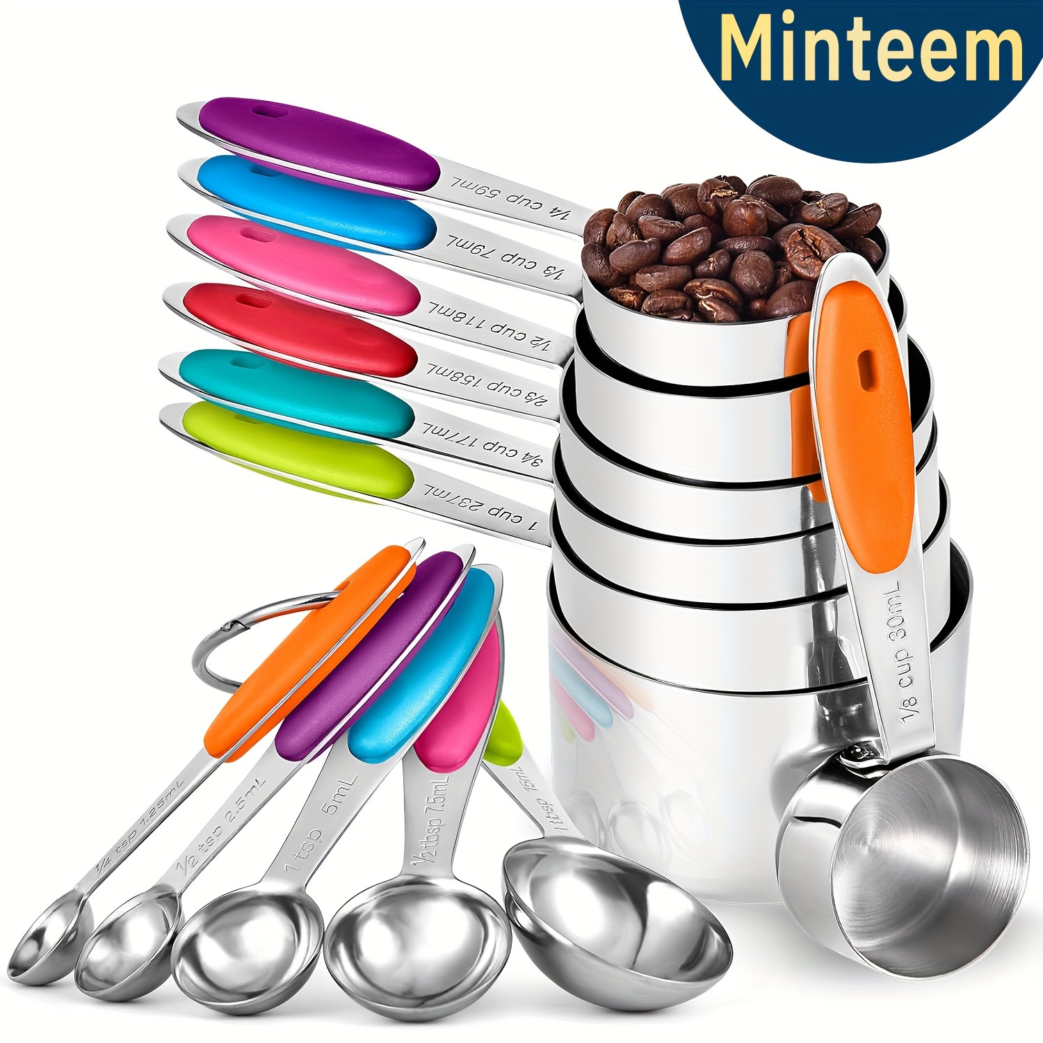 

Pp Measuring Cup 5+7 Set Of Measuring , A Set Of 7 Steel Measuring +5 Measuring , For Dry And