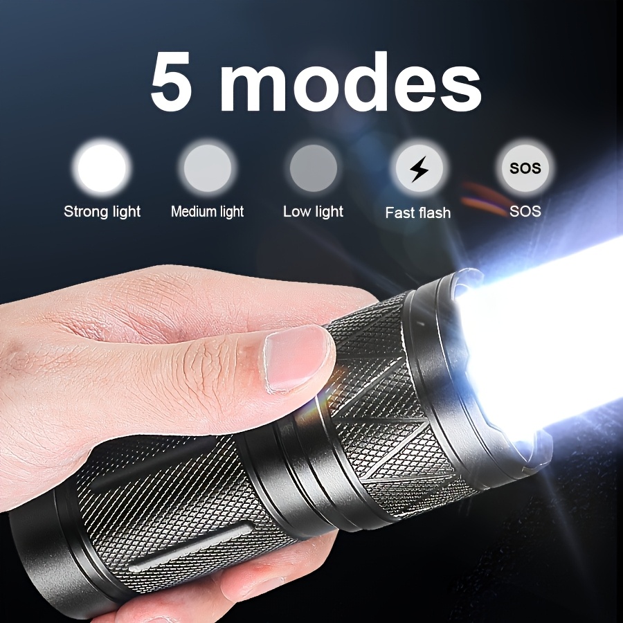 TEMU Tactical Edc Flashlight - Mountable Flashlight Rechargeable Flash Light For Hunting Gear, Suitable For Outdoor Tracking Survival | High-capacity