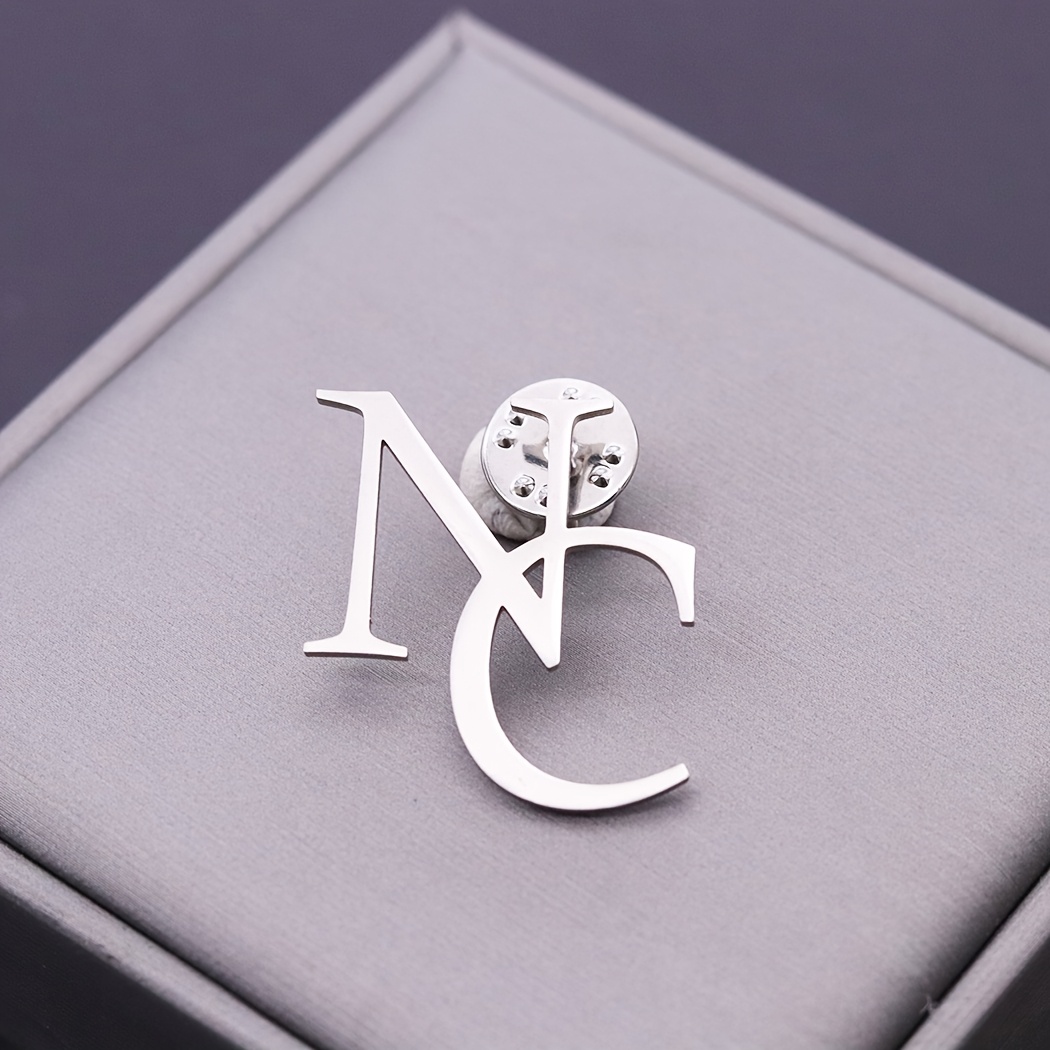 TEMU Personalized Initial Lapel Pins Custom Name Lapel Pins Double Letter Brooches, Couple Easy Jewelry Gift For Men Women Birthday Graduation