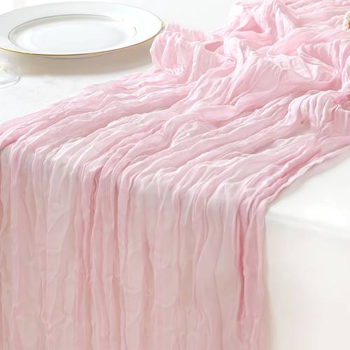1 pack pink table runner boho cheesecloth table runner semi sheer gauze fabric table runner for wedding birthday baby shower party boho table decoration