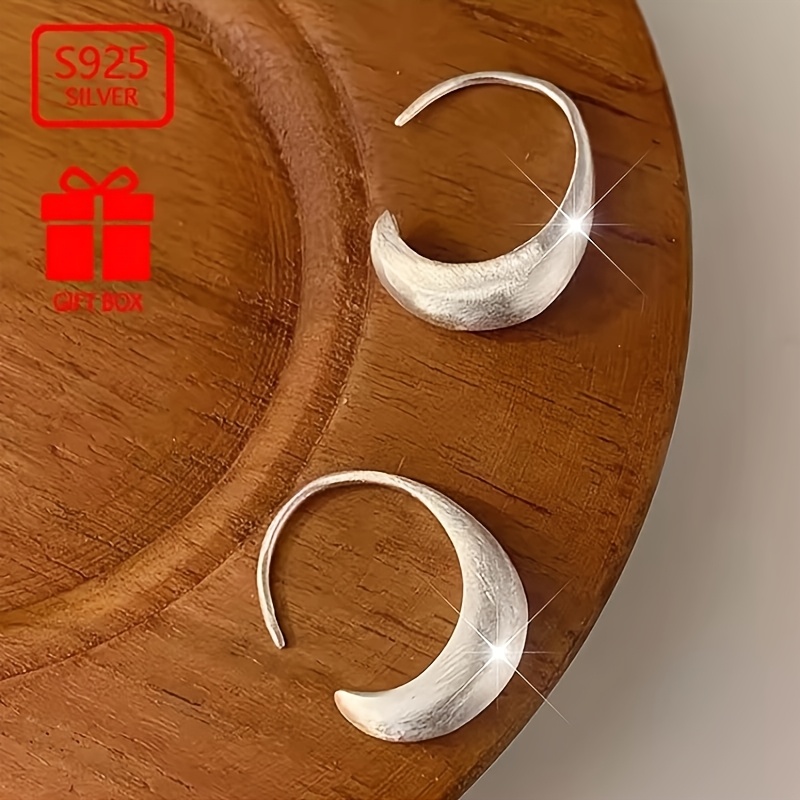 925 Silver Frosted C-shaped Women's Earrings