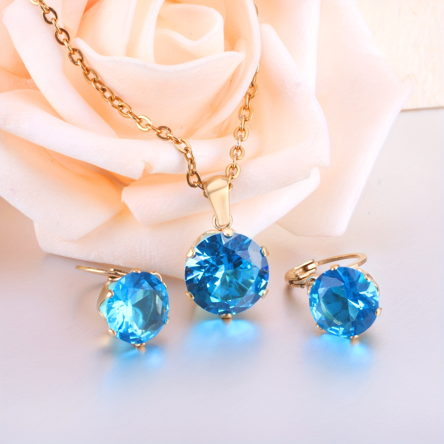 3pcs Women's French Synth. Steel Earrings & Collarbone Chain Set