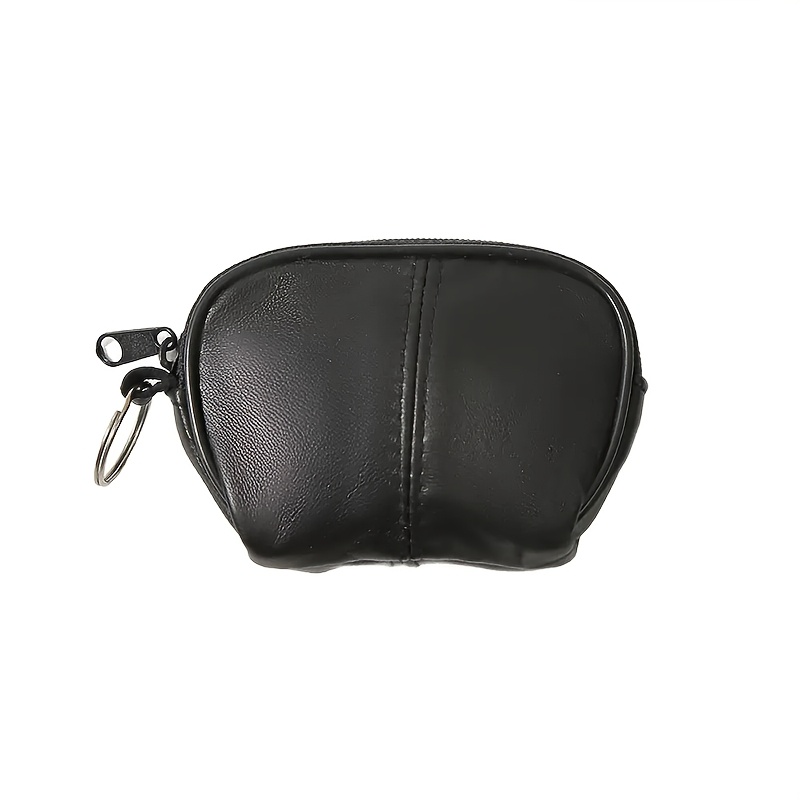 TEMU Soft Texture Pu Zipper Mini Key Pouch, Slim Round Coin Purse With Key Ring, Portable Storage Bag For Car , , Earbuds & Small Daily Gadgets