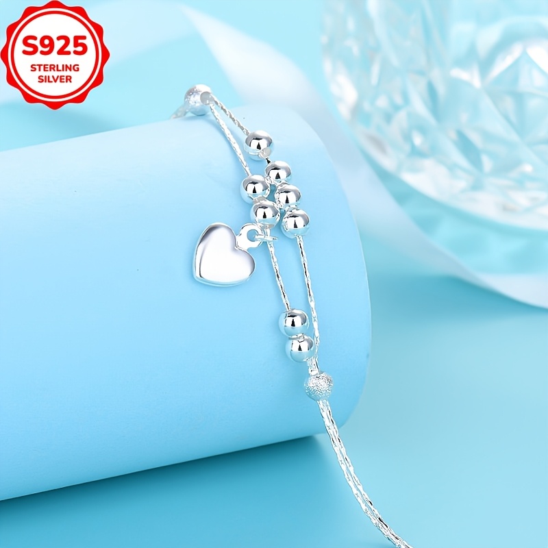Hypoallergenic Heart Double Layer Bead Bracelet Gift for Women