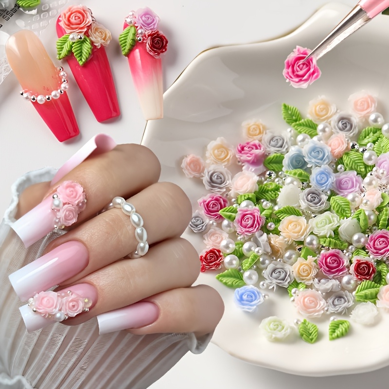 flower 3d nail art accessories featuring three - Temu Oman