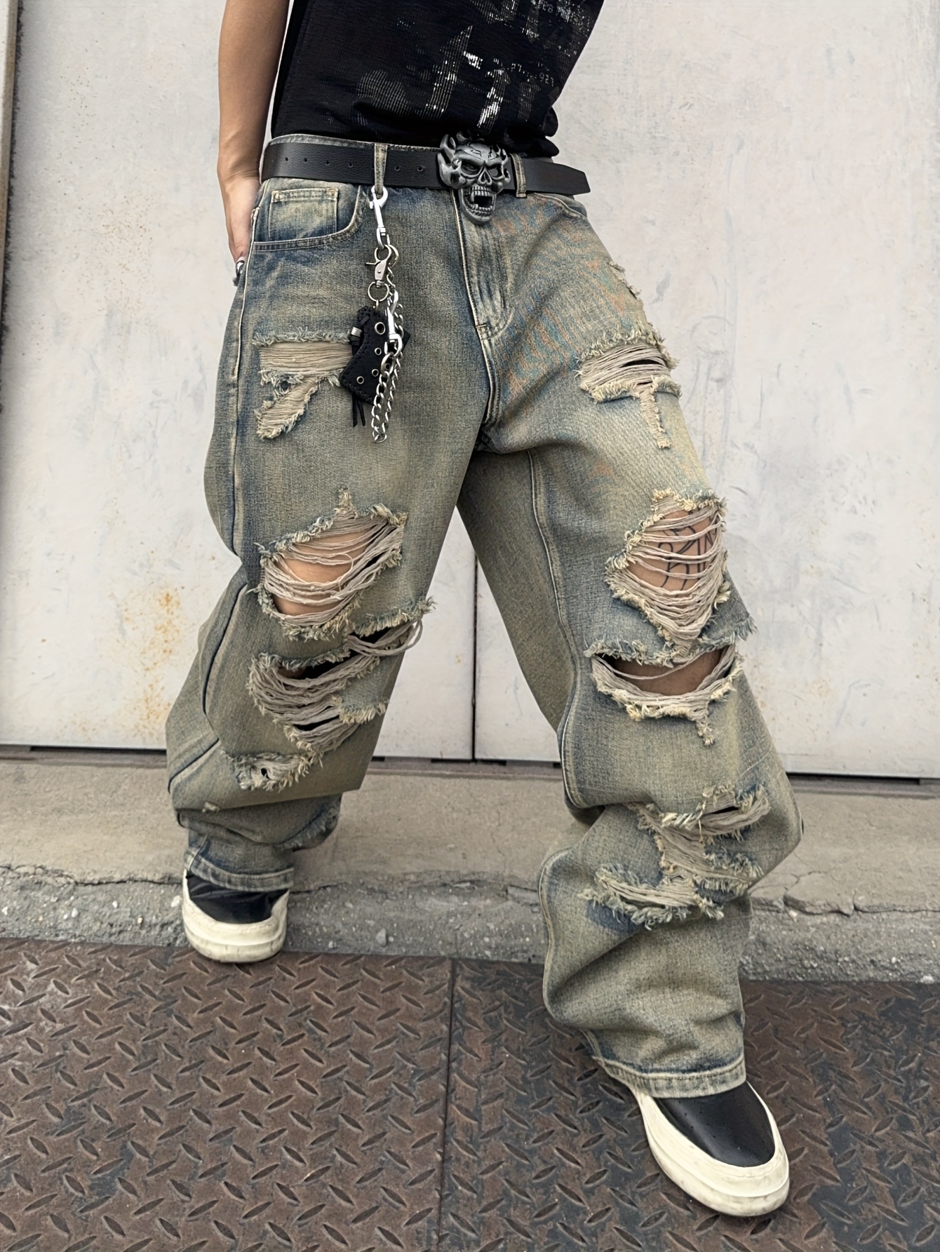 Jeans met wijde pijpen voor jongens , losse pasvorm , denim