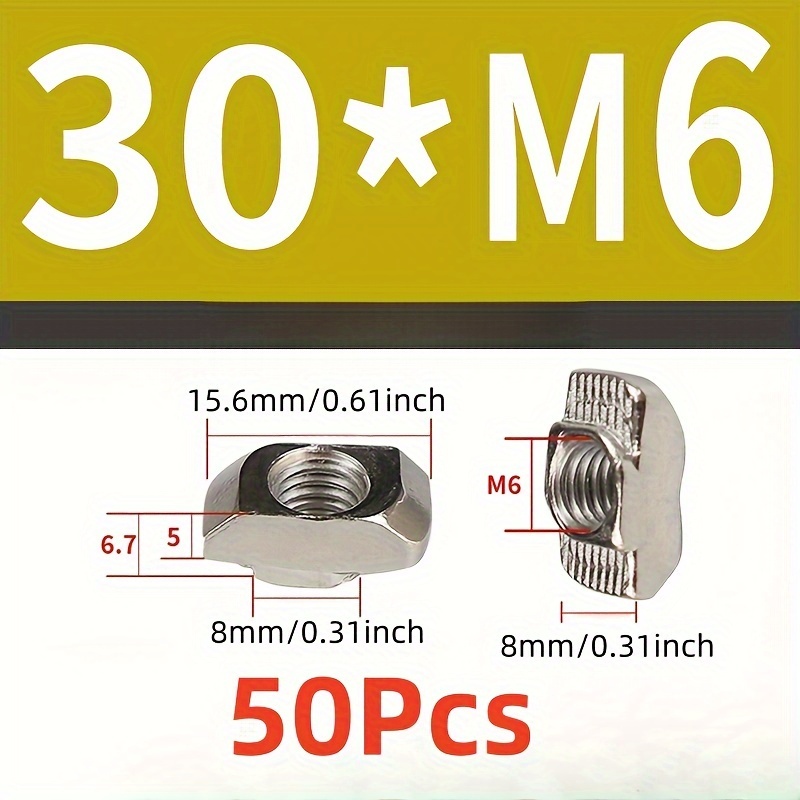 50pcs/lot M3 M4 M5 For 20 Series Slot T-nut Sliding T Nut Hammer Drop In Nut Connector 2020 Eu Extrusion Profile