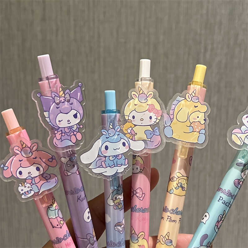 

Sanrio Characters Gel Pen Set - 6 Cute Press Pens With Hello Kitty, Kuromi, Melody & More For Writing And School