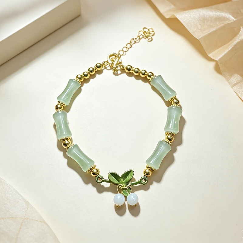 TEMU 1pc Bead With Floral Charm And Embellishment - Elegant Chinese Style Jewelry, Lightweight And , Suitable For Parties, Gifts, And Daily Wear,