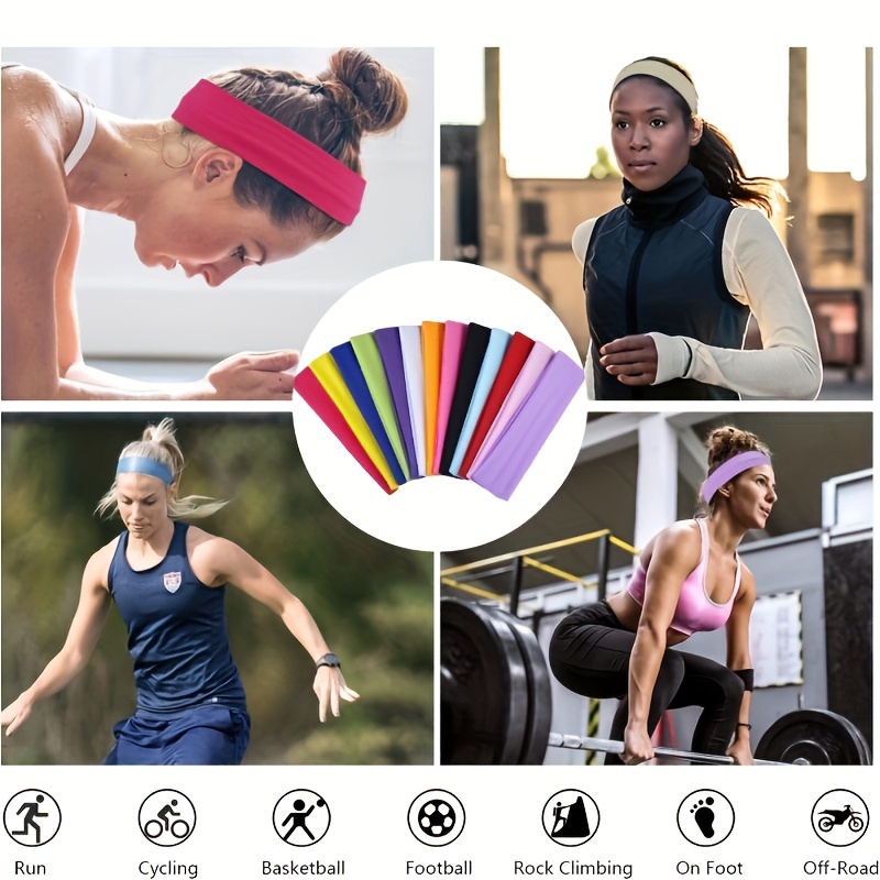 

10 Pcs Elastic Hairband Fashion Headbands For Women, Solid Color Running Fitness Yoga Hair Bands Elastic Makeup Hair Accessories