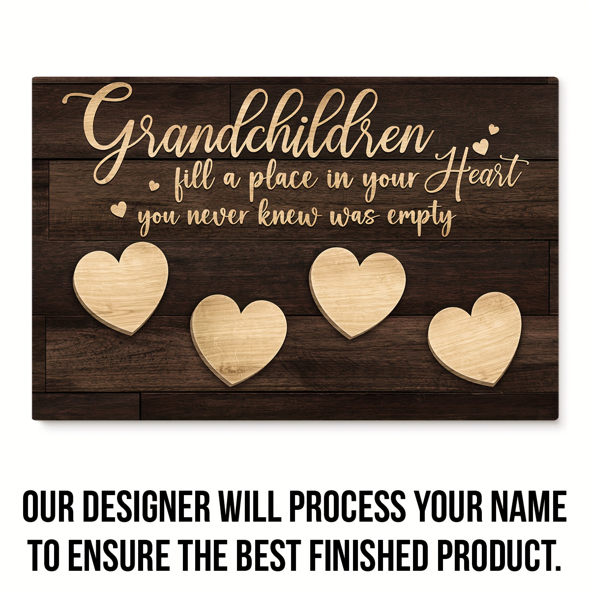 TEMU 2d Flat, 2d Flat, 2d Flat Grandchildren Fill A In Your Heart - Personalized Customized Canvas - Gift For Family