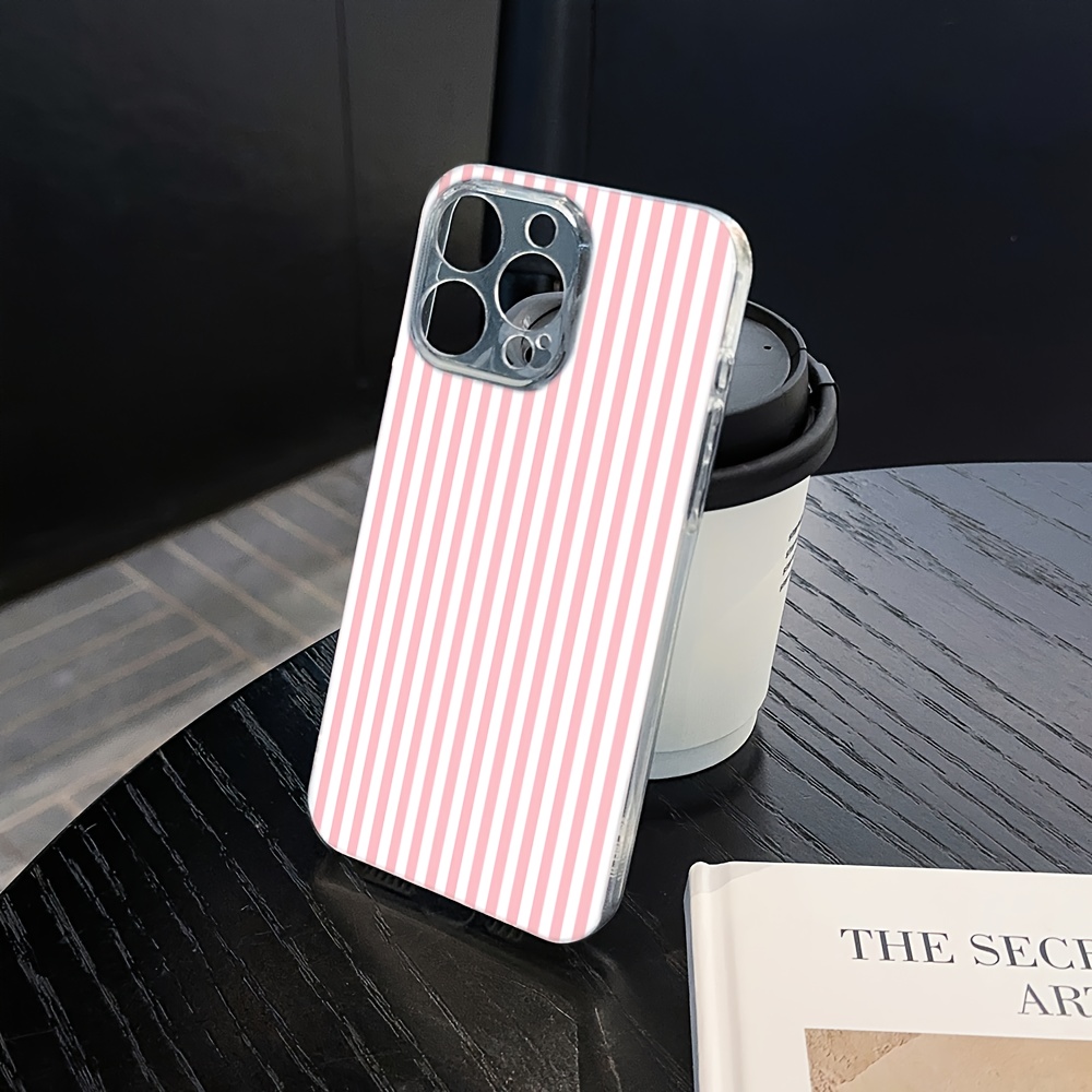 phone case white pink stripes phone case suitable iphone 17 - Temu