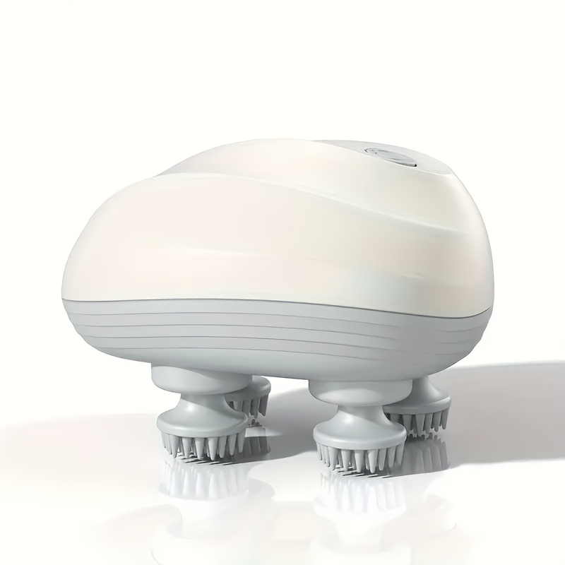 a portable usb rechargeable head massager featuring four removable massage claws designed to   hair growth