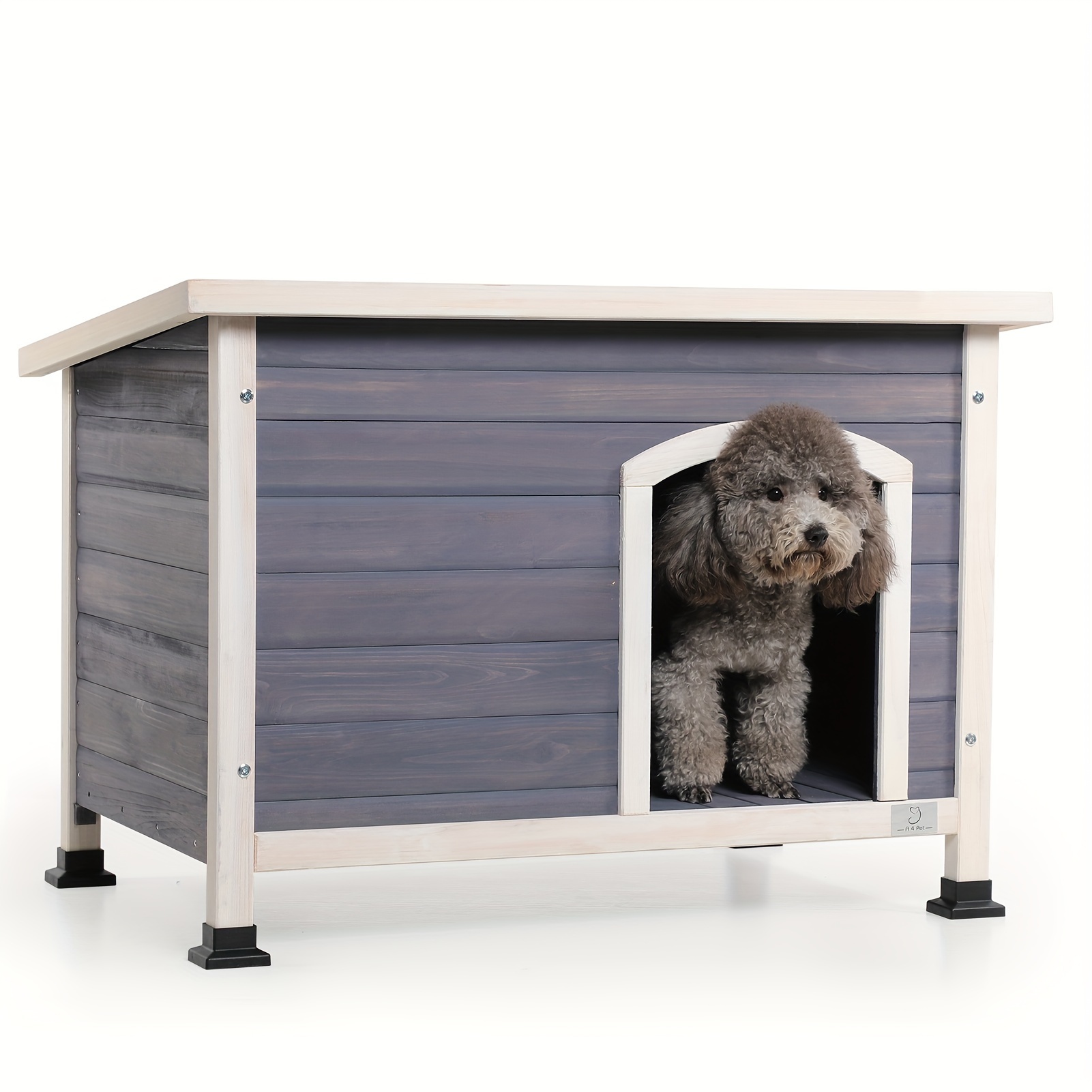 

Small Dog House Outdoor, Wooden Dog House With Waterproof Roof & Lifted Feet Pad For Small Dogs Outside