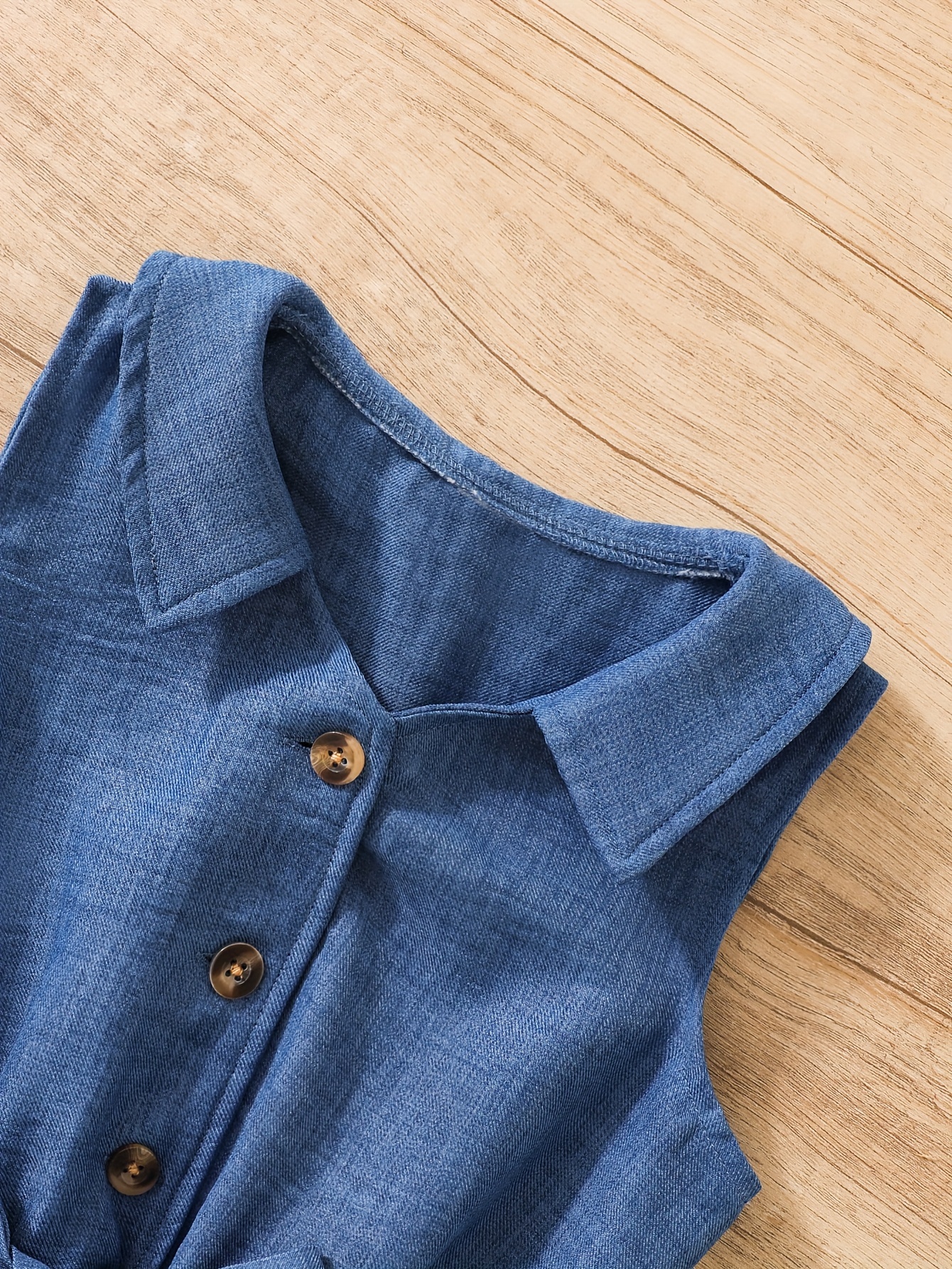 Elegant Basic Versatile Soft Crinkle Imitation Denim Cute Casual Romper Shorts, Perfect for Outdoor