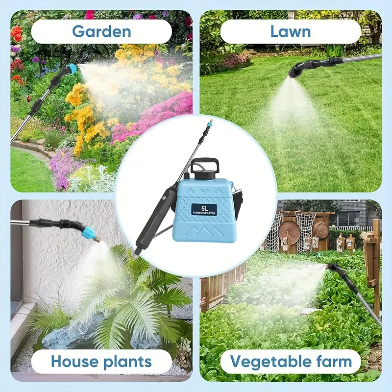 1 32 2 11 gallon usb rechargeable sprayer shoulder strap electric spray bottle with adjustable nozzles portable electric watering can 1500mah battery spray nozzles adjustable strap blue suitable for garden agriculture watering fertilizing details 3