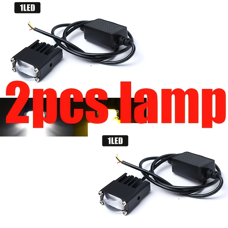 TEMU 2pcs Mini Led Spotlight Fog Light 3000k Amber 6000k White, Motorcycle Projector Lens Spotlight, Auxiliary Light, Car Led Pod Driver Light